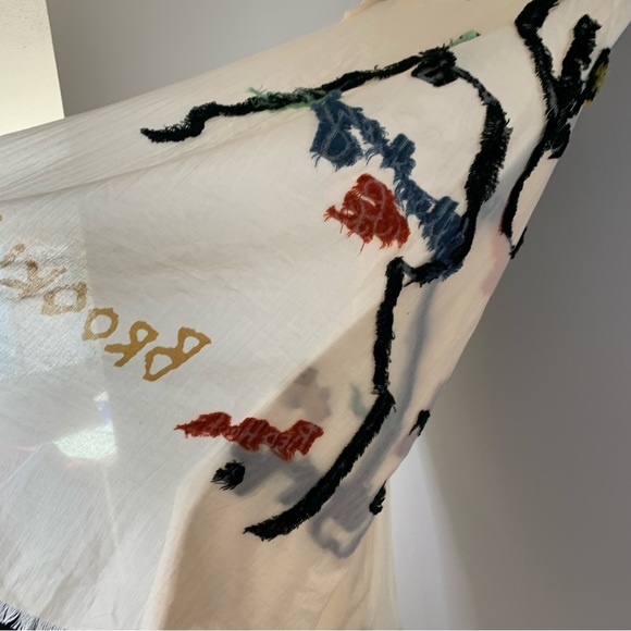 Madewell Large New Fring Abstract Blanket Scarf Ivory Textured NYC Light - Picture 8 of 9